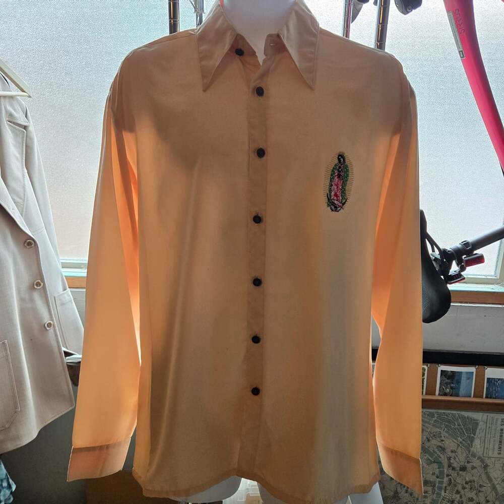 Lavana USA Button Down Shirt Size M Our Lady of Guadalupe Embroidered
